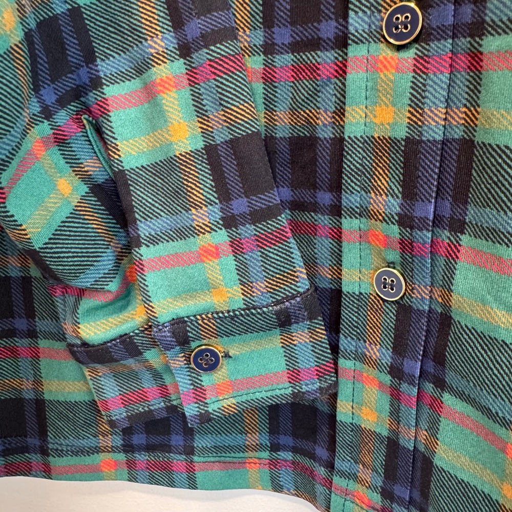 J.McLaughlin Womens Green Plaid Button Down‎ Shirt Stretch Nylon Spandex Medium - Picture 5 of 9